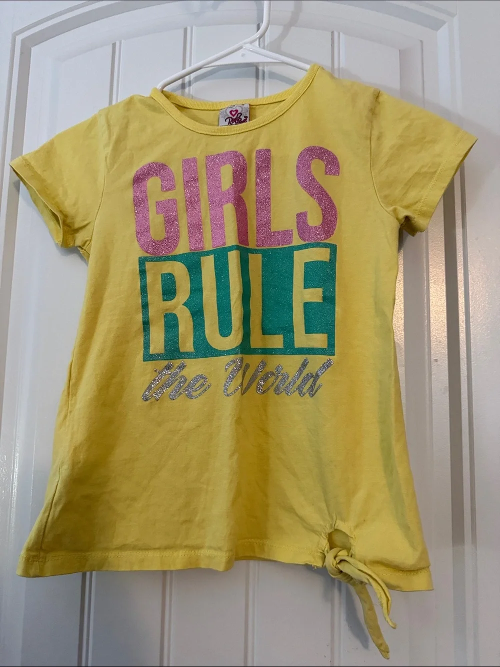 Gently worn Girls Rule Yellow Graphic Tee and shorts set